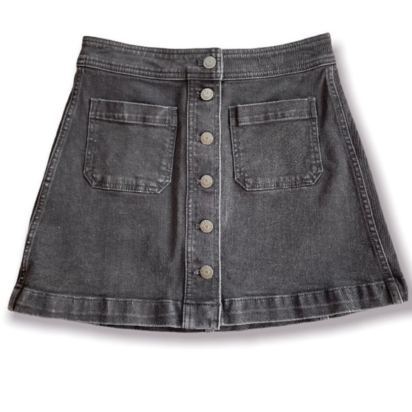 MADEWELL Black Stretch Denim A-line Button Down Skirt - Picture 9 of 12